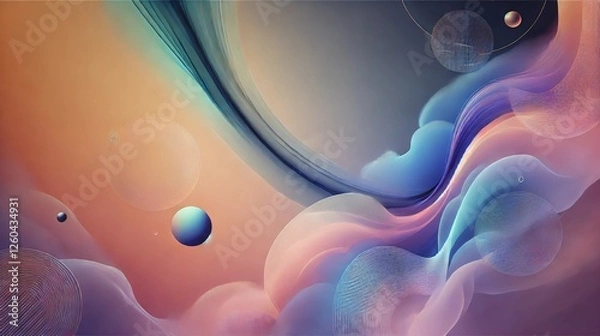 Fototapeta Abstract background with soft gradients and fluid shapes, creating a dreamy and futuristic aesthetic.