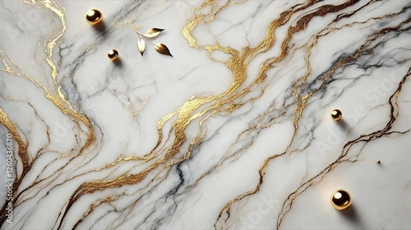 Obraz Luxury marble background with elegant gold veins and metallic accents, perfect for modern and sophisticated designs.