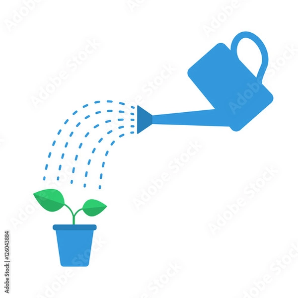 Obraz Watering can with drops and plant