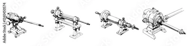 Obraz Hand-drawn vector illustration of mechanical components showcasing precision and engineering design principles