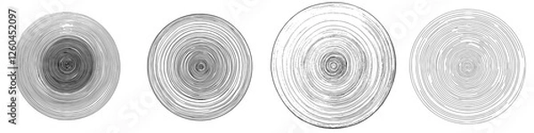 Fototapeta Hand-drawn vector illustration of concentric circular designs showcasing intricate line work and texture