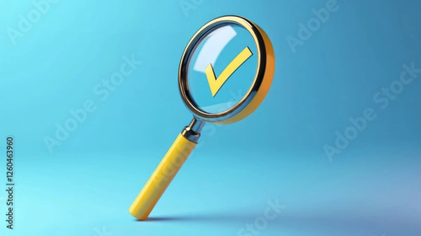 Obraz The magnifying glass and checkmark icon represent a business concept of success and verification. AI generative