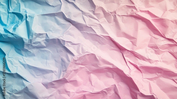 Obraz This abstract crumpled paper texture in pastel pink and blue creates a gentle artistic background. AI generative
