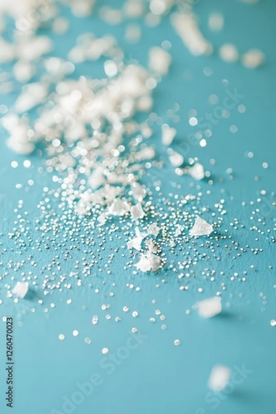 Fototapeta Soft blue background with scattered sparkles, styled for dreamy and elegant designs