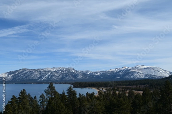 Fototapeta Beautiful view of Lake Tahoe, California in winter