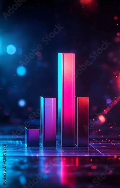 Obraz Highly Detailed 3D Bar Graph Icon Illustrating Statistics