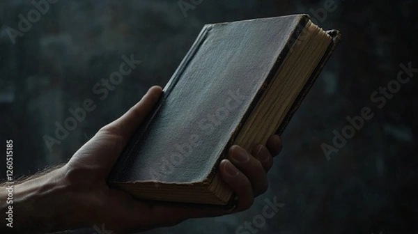 Obraz Hand Holding Open Book Over White Background