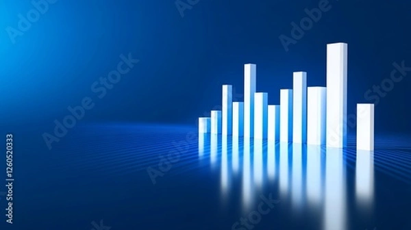 Fototapeta Abstract 3D Bar Graph, Digital Business Growth Visualization