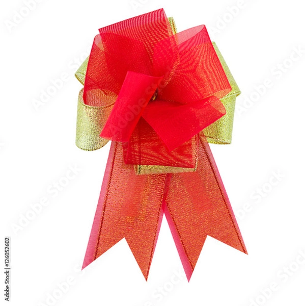 Obraz Red ribbon bow isolated on white background
