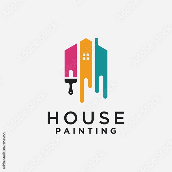 Fototapeta Abstract house paint logo design icon