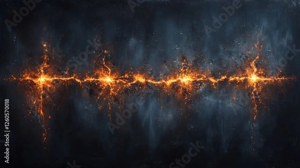 Obraz Fiery Cracks Illuminate Dark Abstract Canvas. AI Generated