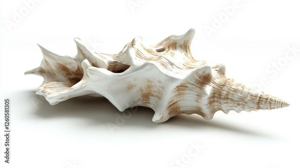 Fototapeta Intricate White Seashell with Unique Texture and Organic Shapes on a Clean Background