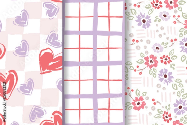 Obraz Purple And Red Valentines Day Wallpapers Seamless Mini Collection