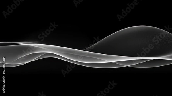 Obraz Elegant Abstract Wave Design on Black Background for Modern Aesthetics