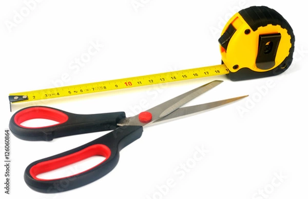 Obraz Tape-measure and scissors