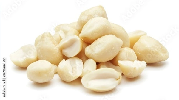 Fototapeta Pile of shelled peanuts on white background. Use Food product display