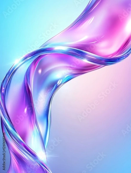 Fototapeta Abstract Liquid Flow Purple Blue Swirl - Smooth flowing abstract illustration of vibrant purple and blue liquid swirls. Symbolizes fluidity, energy, movement, transformation, and serenity