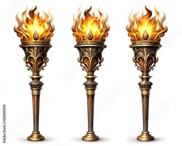 Fototapeta ancient torch isolated on white background
