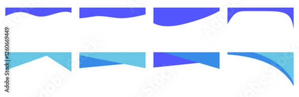 Fototapeta A collection of modern header designs featuring wave and geometric shapes in blue gradients. Perfect for website banners, social media, and graphic projects.