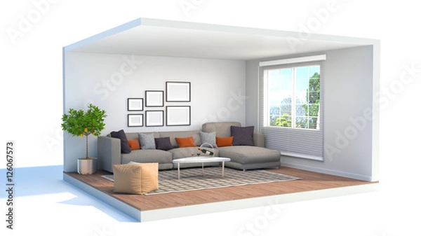 Fototapeta interior with sofa. 3d illustration