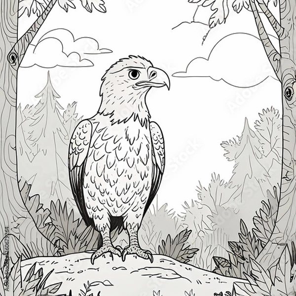 Fototapeta eagle line vector illustration isolated on white background