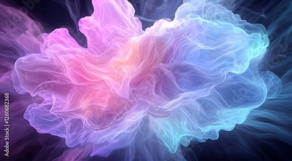 Fototapeta Abstract Digital Background with Blue and Purple Glowing Waves of Light Particles