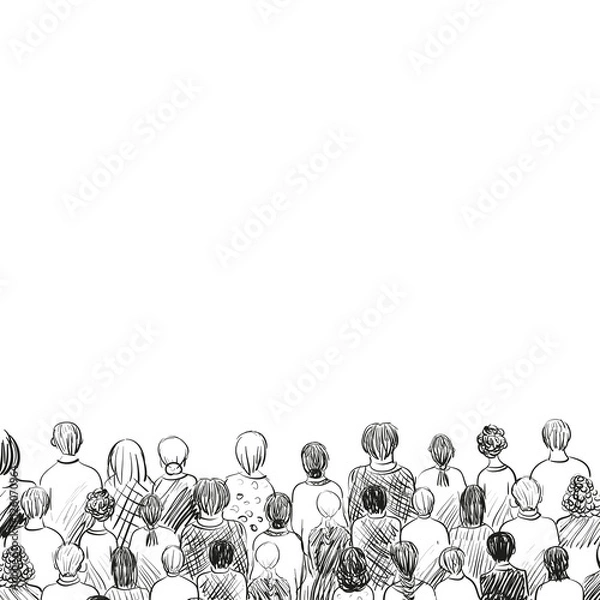 Obraz People crowd sketch back. Background