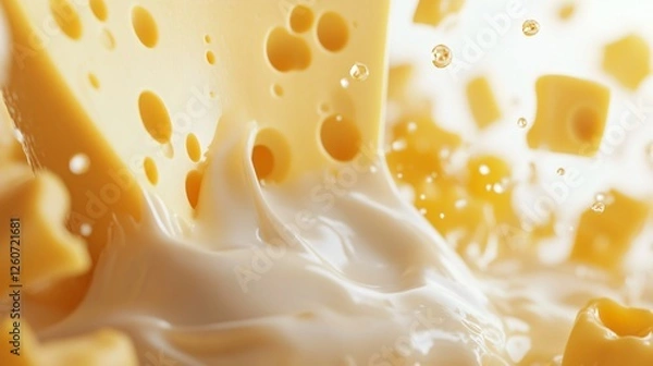 Obraz Dairy Products Including Milk, Cheese, Butter, and Yoghurt