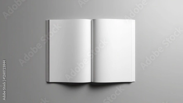 Obraz Open magazine front and back mockup with blank pages on a gray background