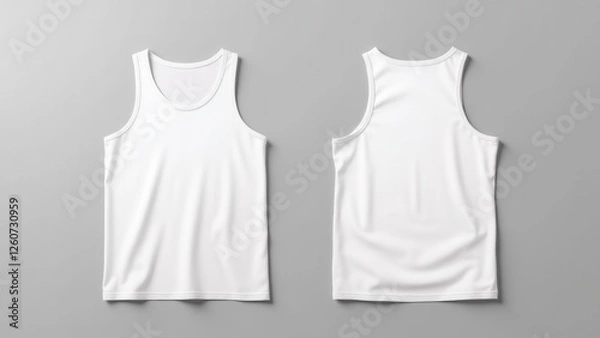 Fototapeta White tank top mockup front and back view on a gray background