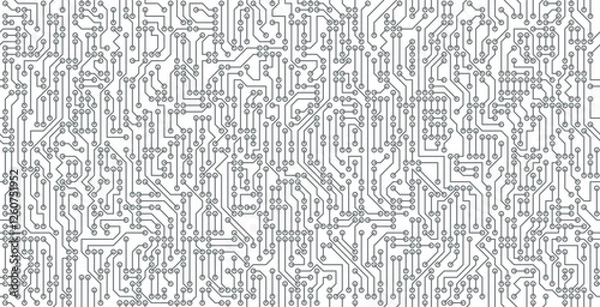 Fototapeta Seamless technology circuit pattern on white background.