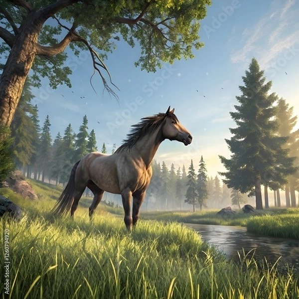 Fototapeta horse in nature generate image