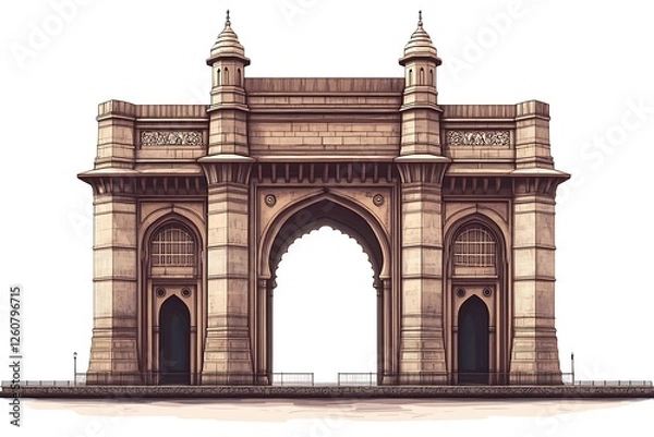 Obraz Detailed Illustration of the Gateway of India in Mumbai, India