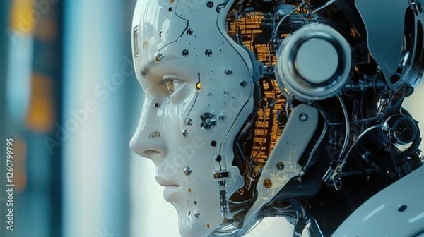 Fototapeta Robot Head Close Up,