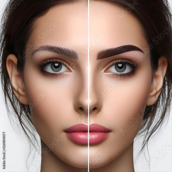 Fototapeta Microblading vs. Natural Brows: Transform Your Look with Perfect Eyebrows