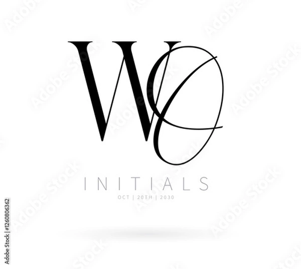 Obraz WD Monogram logo, Minimalist Typographic Line Monogram Logo, WD Wedding mon Monogram logo, Minimalist Typographic Line Monogram Logo, WD Wedding monogram logo,
