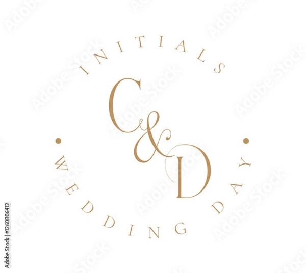 Obraz CD Monogram logo, Minimalist Typographic Line Monogram Logo, CD Wedding mon Monogram logo, Minimalist Typographic Line Monogram Logo, CD Wedding monogram logo,