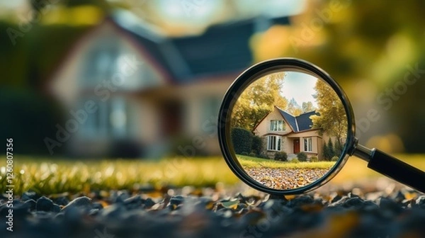 Fototapeta Small house in the middle of field. A real estate agent protects investments. A purchase transaction agreement with home secure insurance. A little home situated in the center of a meadow lifestyle.