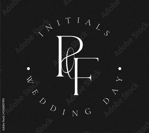 Obraz PF Typography Initial Letter Brand Logo, PF brand logo, PF monogram Wedding logo, abstract logo design