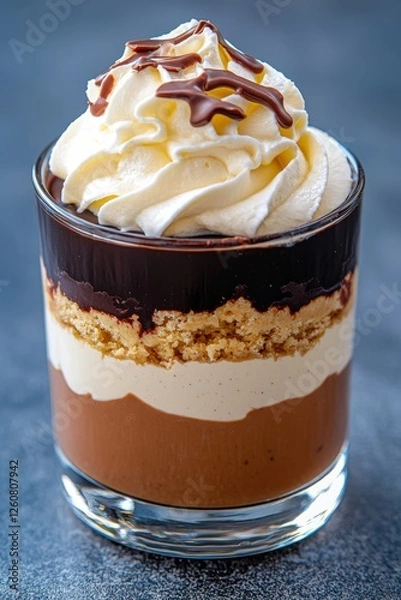 Fototapeta Delicious layered dessert in a glass