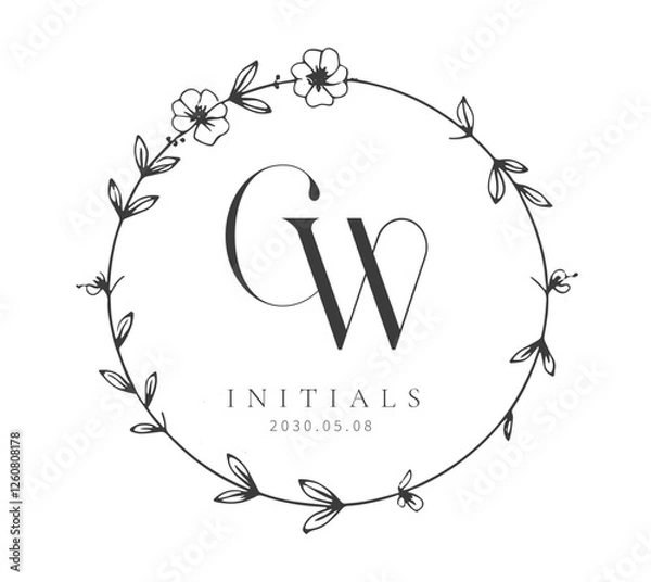 Obraz CW Typography Initial Letter Brand Logo, CW brand logo, CW monogram Wedding logo, abstract logo design