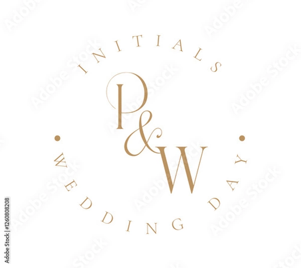 Obraz PW Typography Initial Letter Brand Logo, PW brand logo, PW monogram Wedding logo, abstract logo design