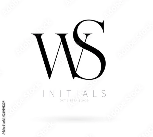 Obraz WS Monogram logo, Minimalist Typographic Line Monogram Logo, WS Wedding monogram logo, WS Typography Initial Letter Brand Logo	