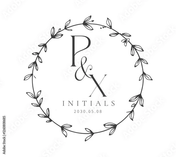 Obraz PX Typography Initial Letter Brand Logo, PX brand logo, PX monogram Wedding logo, abstract logo design