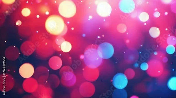 Fototapeta Colorful bokeh lights background. Blurred circle shapes. Multicolored blurry lights bokeh defocused abstract background for events.