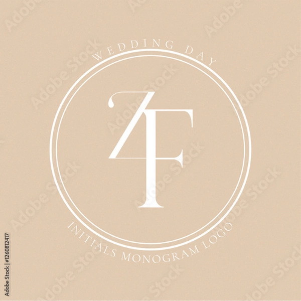 Obraz ZF Typography Initial Letter Brand Logo, ZF brand logo, ZF monogram Wedding logo, abstract logo design