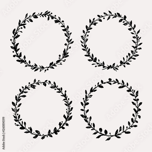 Fototapeta Set of round frames, Set of round frames with flowers