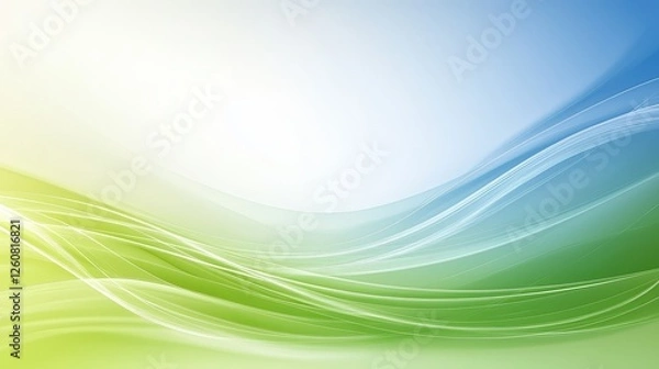 Fototapeta Tranquil fluid background, seamless blend of abstract green and blue waves