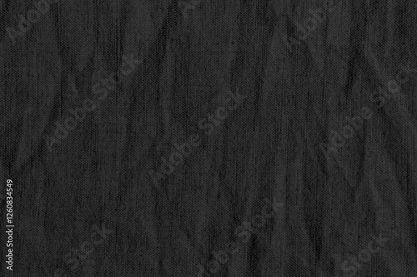 Fototapeta Natural black linen cotton blend chinos trousers pattern large detailed horizontal flax fibers macro closeup vertical rustic crumpled vintage textured burlap canvas background fabric swatch copy space
