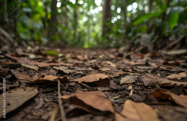 Obraz Close-Up of Dry Leaves Scattered on Forest Floor

